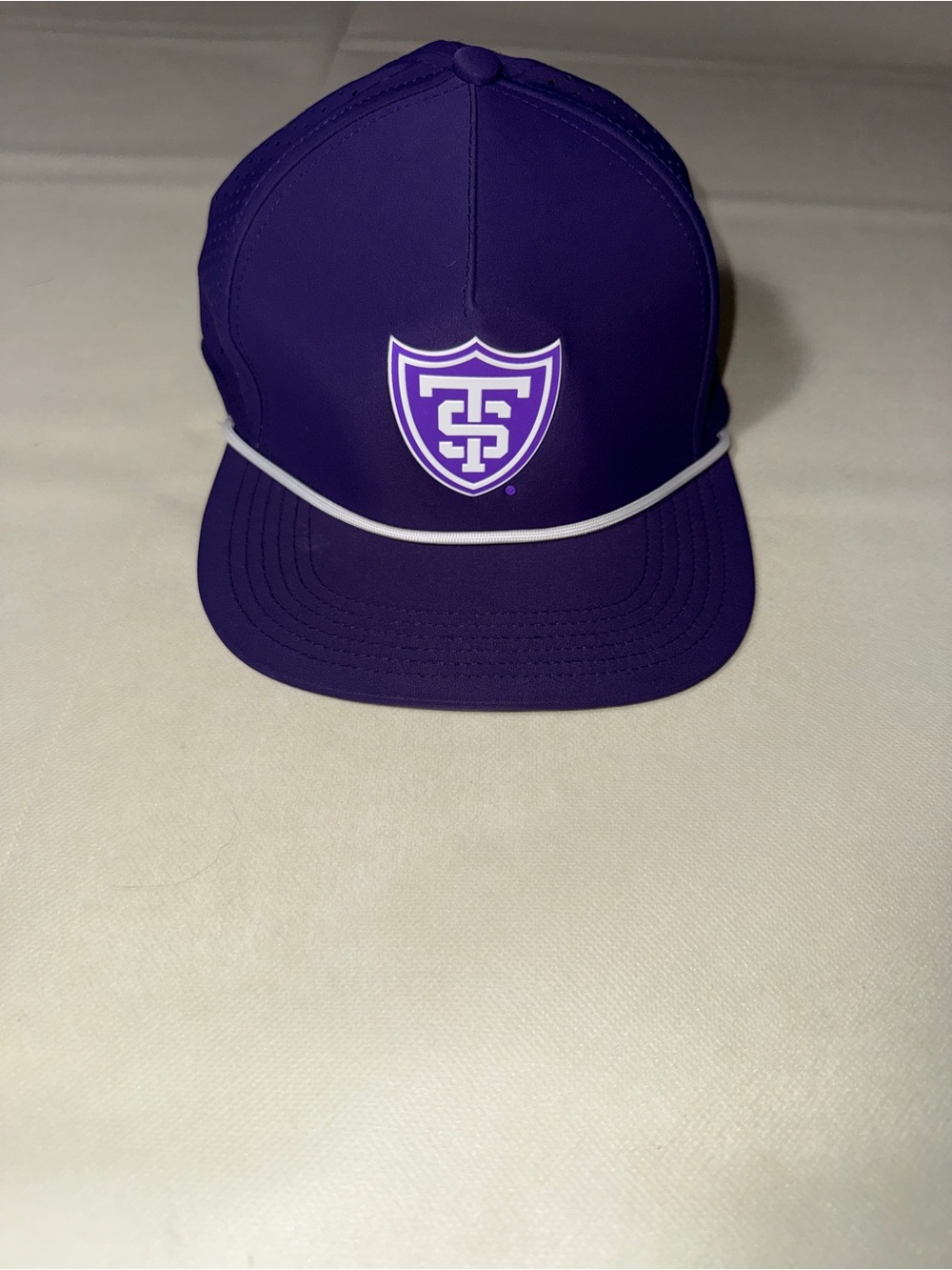 St Thomas Legacy Purple Snapback Hat with White Rope and Shield Crest